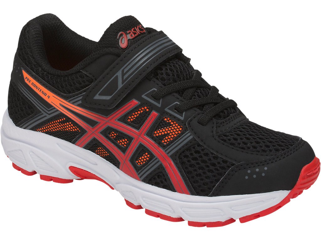 Asics Pre-Contend 4 Ps Running Shoes For Kids Black/Red/Orange 471YZNHK