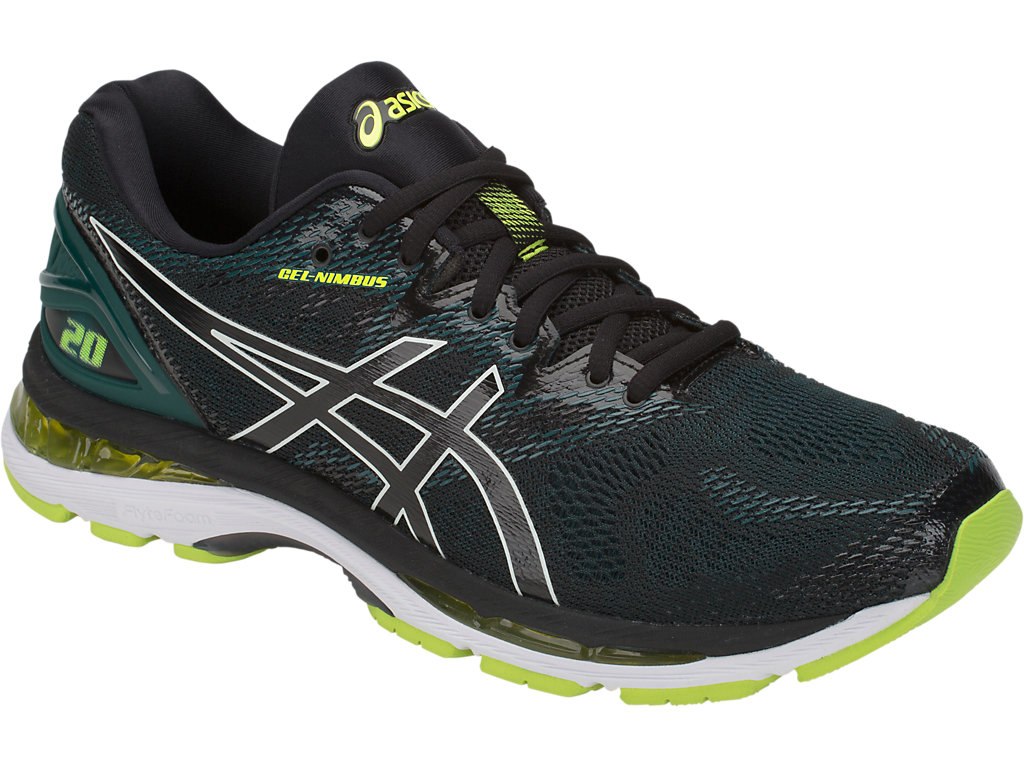 Asics Gel-Nimbus 20 Running Shoes For Men Black/Light Green 478GRXCD