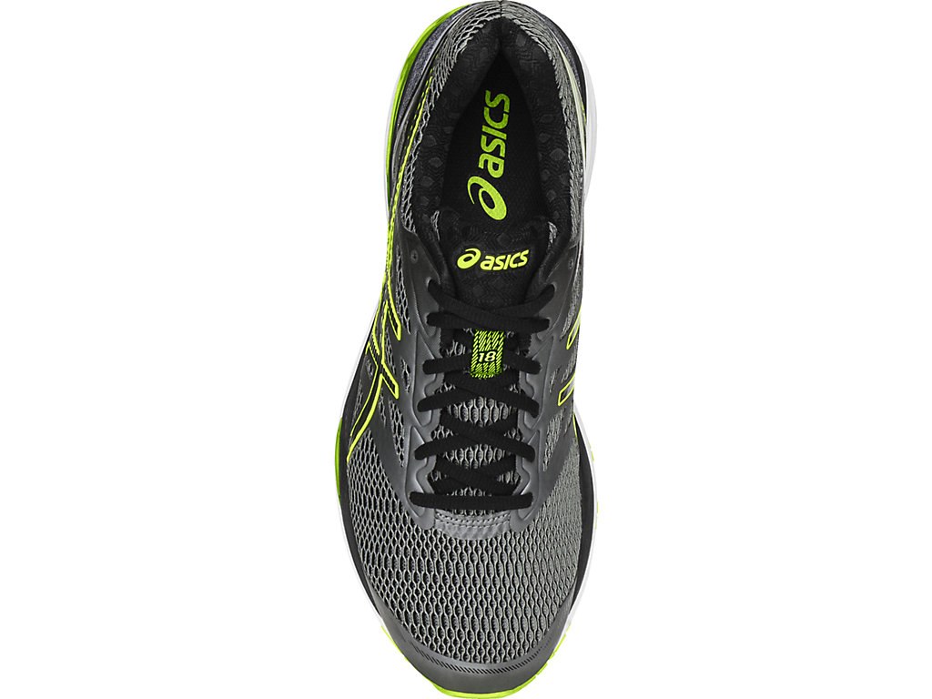 Asics Gel-Cumulus 18 Running Shoes For Men Dark Grey/Black/Yellow 484ZPIBL