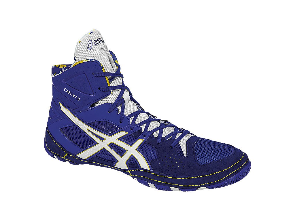 Asics Cael V7.0 Shoes For Men Blue/White/Gold 495UGXLY