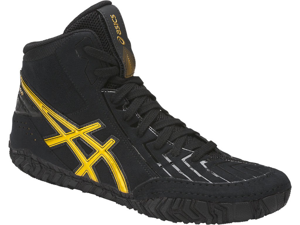 Asics Aggressor 3 Shoes For Men Black/Gold 496YIUNZ