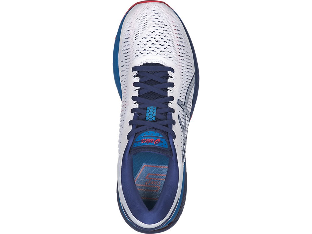 Asics Gel-Kayano 25 Running Shoes For Men White/Blue 500NNGKP