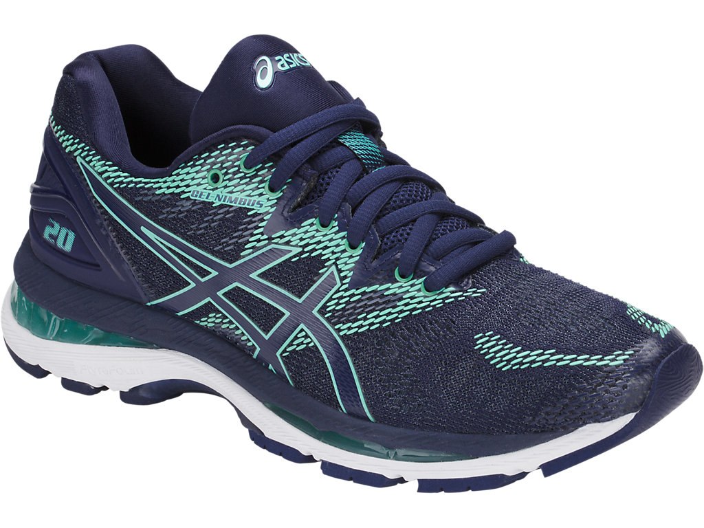 Asics Gel-Nimbus 20 Running Shoes For Women Indigo Blue/Indigo Blue/Green 534QGQIQ
