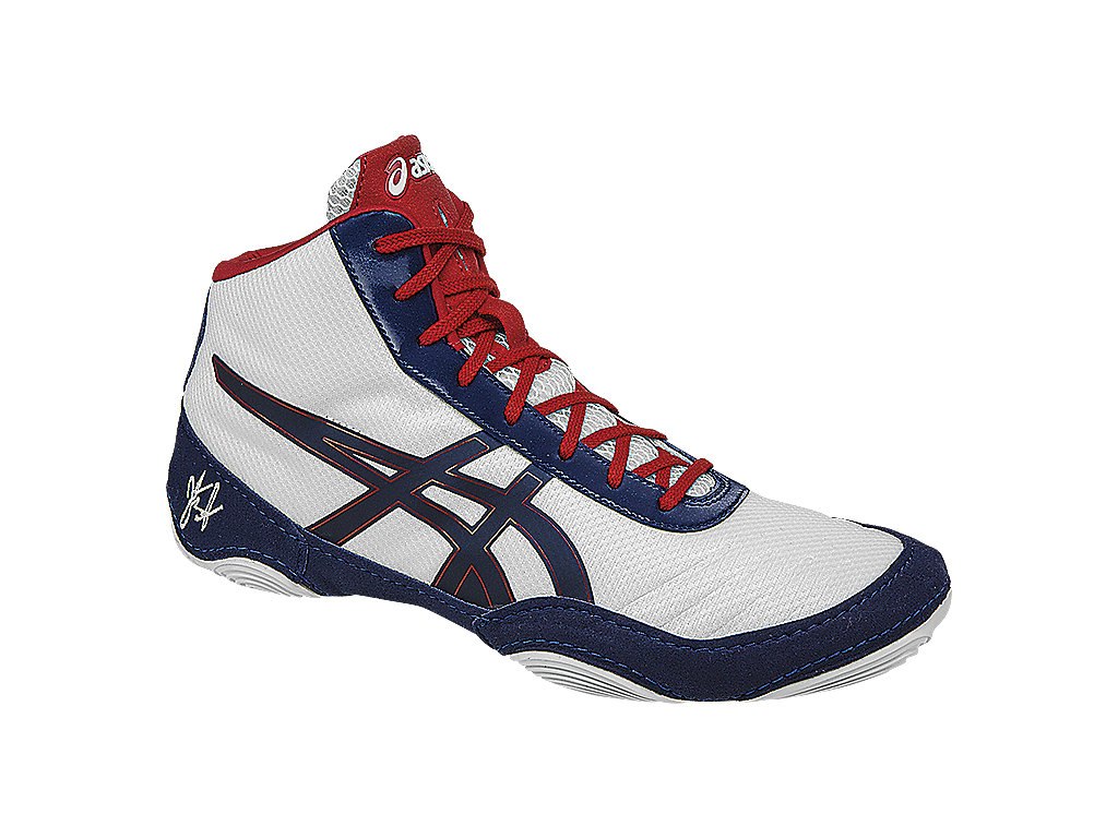 Asics Jb Elite Wrestling Shoes For Men White/Navy/Red 538NXKJT