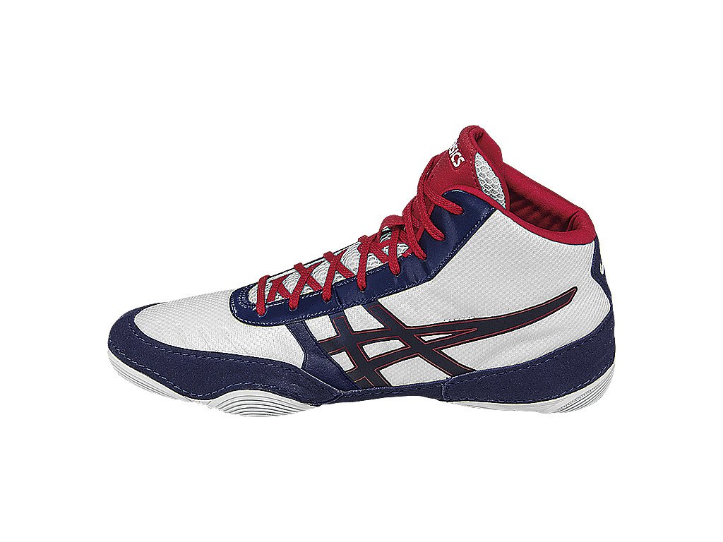 Asics Jb Elite Wrestling Shoes For Men White/Navy/Red 538NXKJT