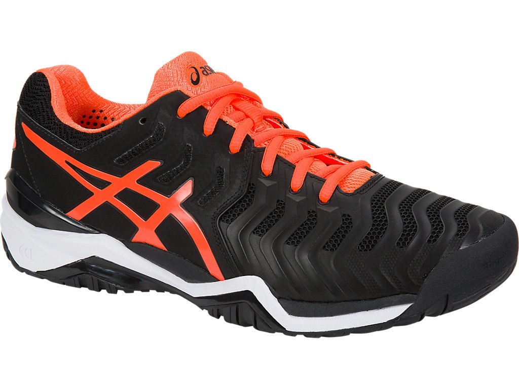 Asics Gel-Resolution 7 Tennis Shoes For Men Black/Orange/White 543OTBDR