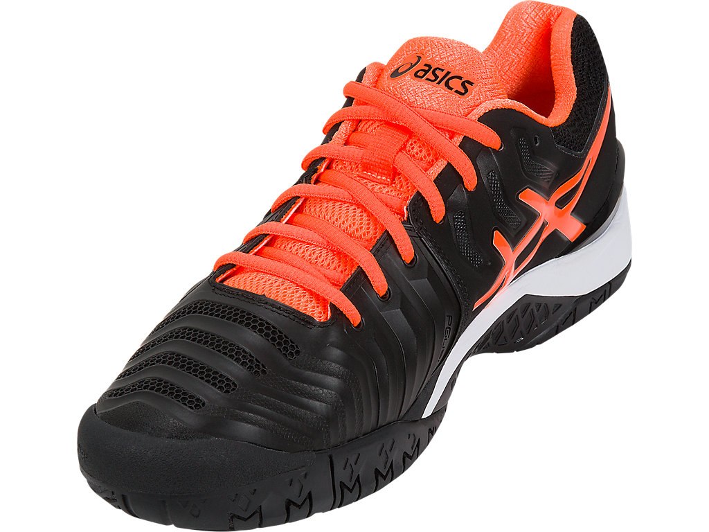Asics Gel-Resolution 7 Tennis Shoes For Men Black/Orange/White 543OTBDR