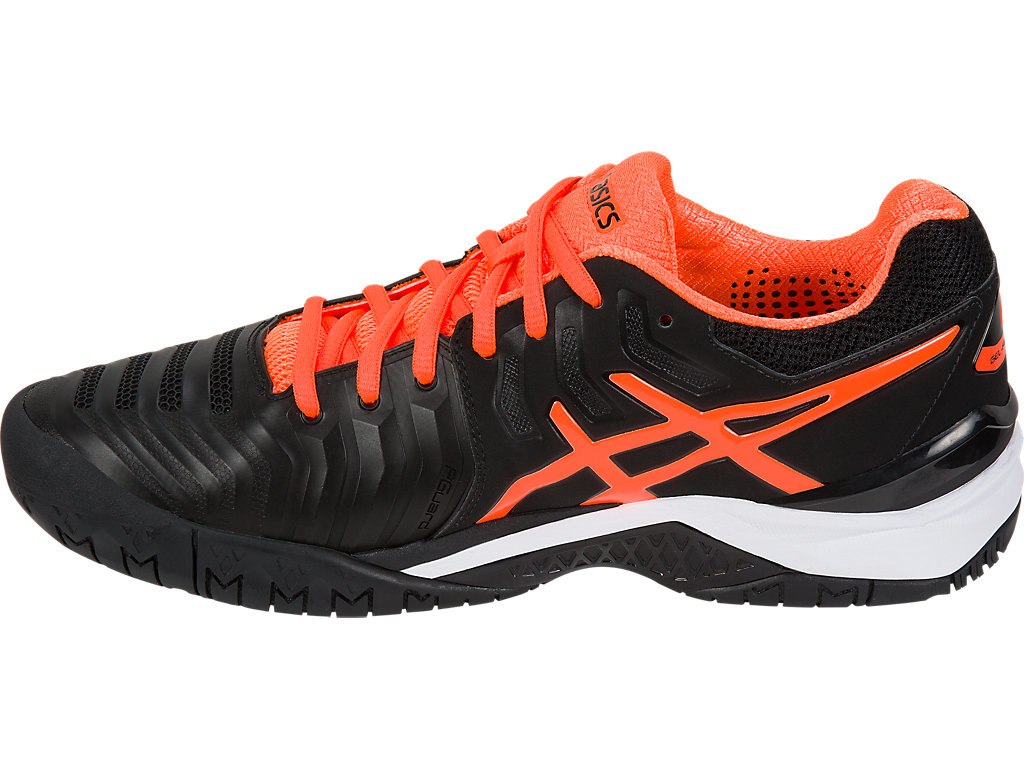 Asics Gel-Resolution 7 Tennis Shoes For Men Black/Orange/White 543OTBDR