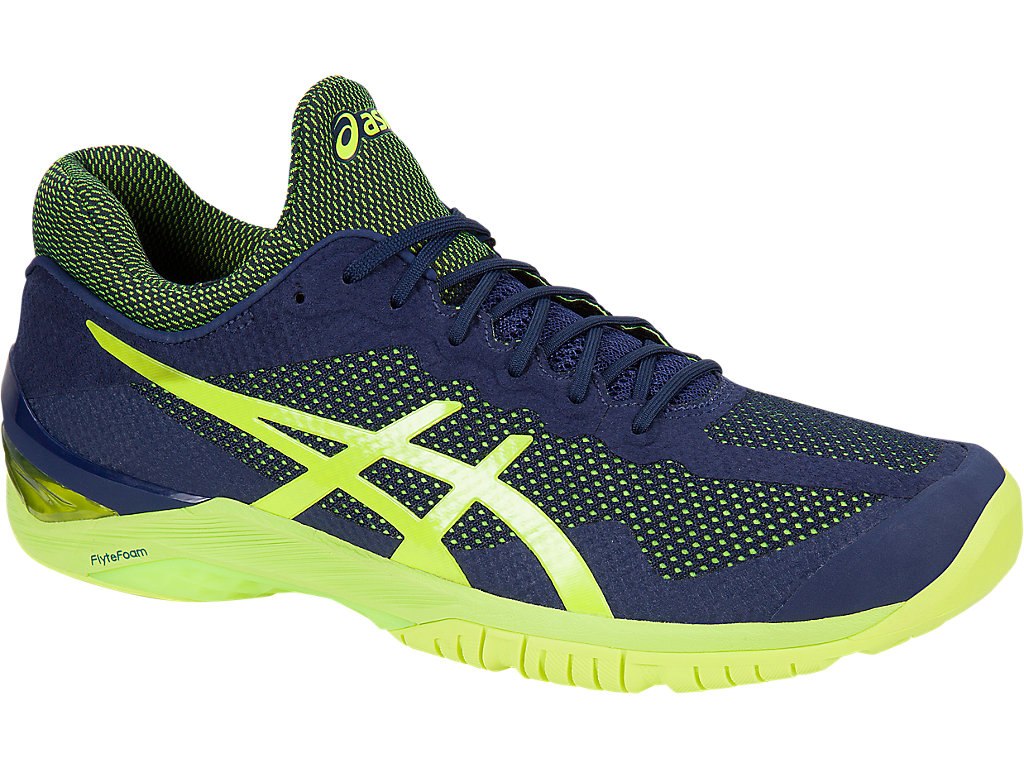 Asics Court Ff Tennis Shoes For Men Indigo Blue/Yellow 554TLZVP