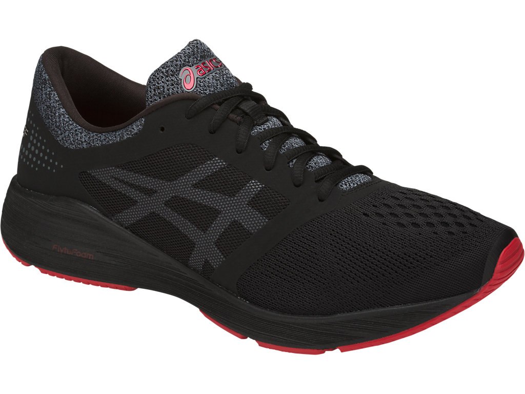 Asics Roadhawk Ff Running Shoes For Men Black/Dark Grey/Red 555AEJMF