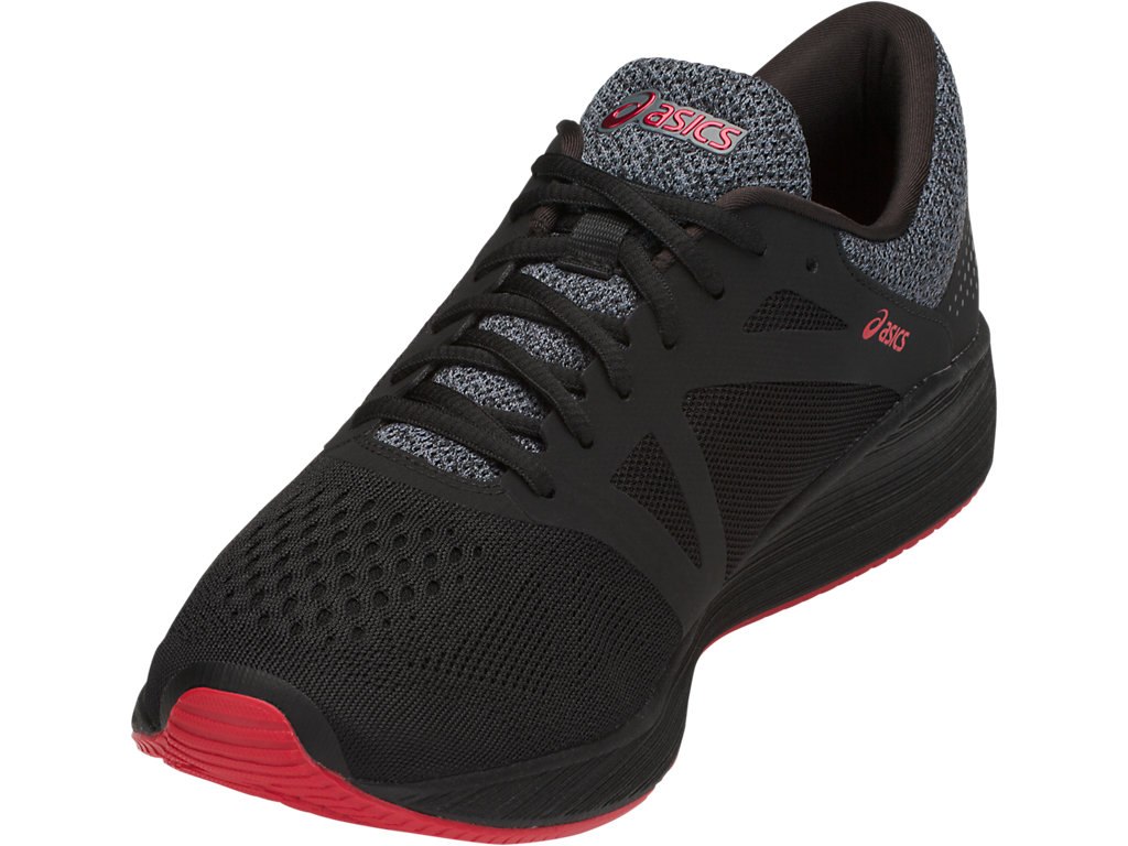 Asics Roadhawk Ff Running Shoes For Men Black/Dark Grey/Red 555AEJMF