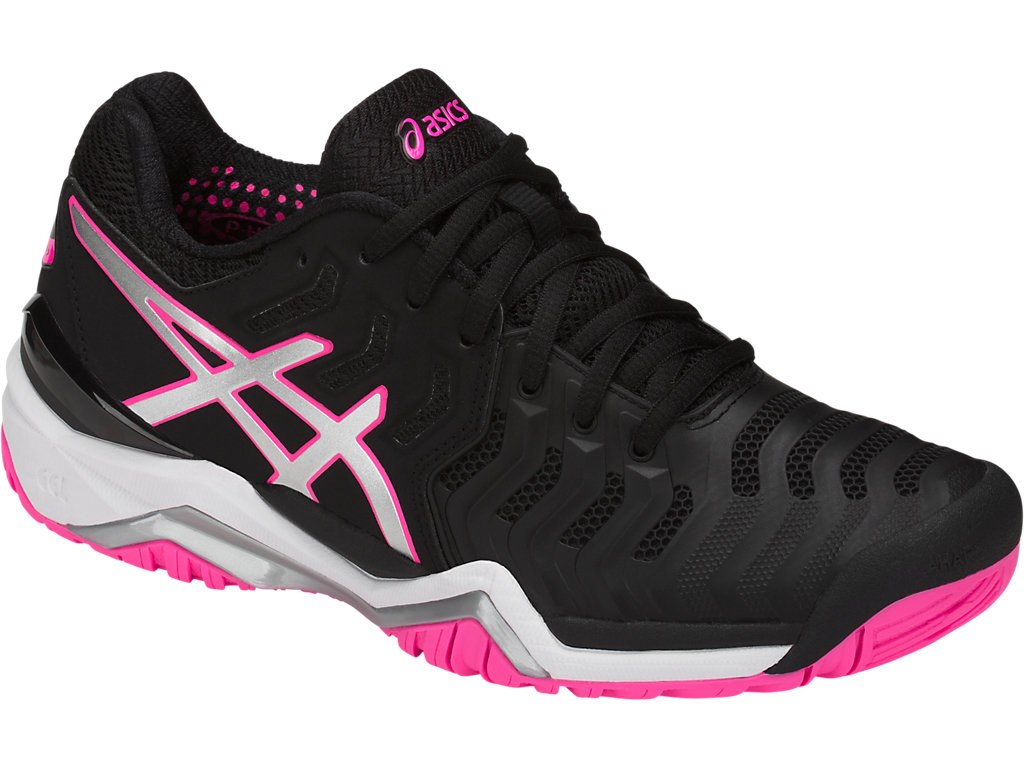 Asics Gel-Resolution 7 Tennis Shoes For Women Black/Silver/Pink 558GBNVV