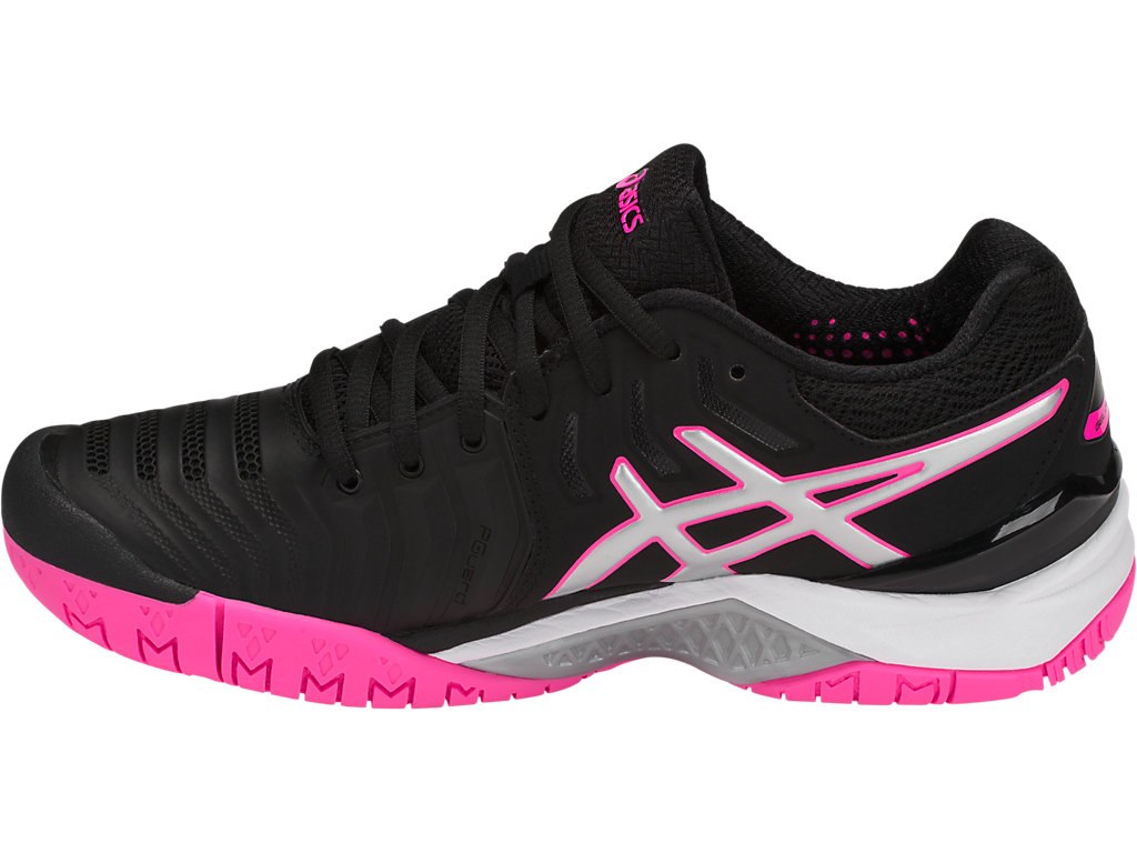 Asics Gel-Resolution 7 Tennis Shoes For Women Black/Silver/Pink 558GBNVV