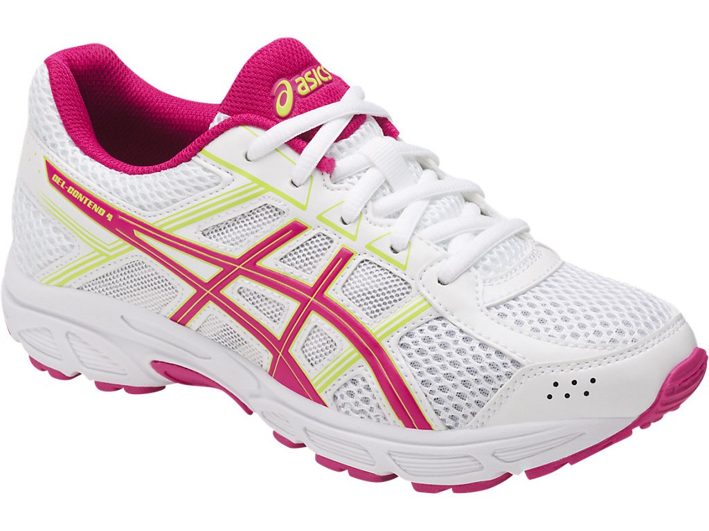 Asics Gel-Contend 4 Running Shoes For Kids White/Pink/Green 563LTOUO