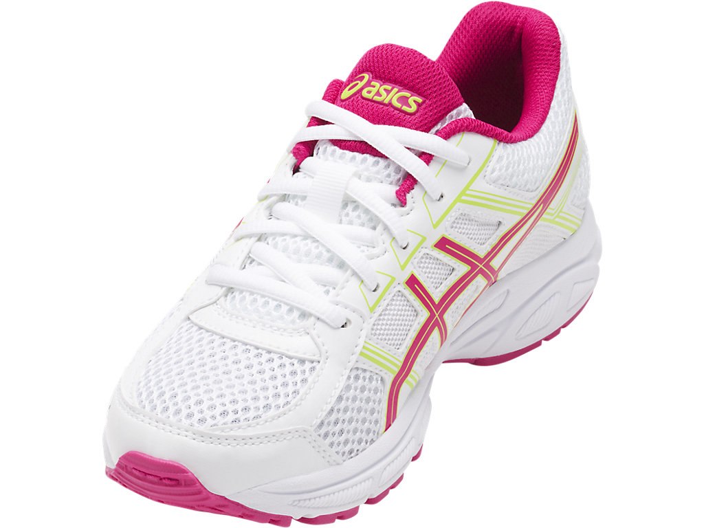 Asics Gel-Contend 4 Running Shoes For Kids White/Pink/Green 563LTOUO
