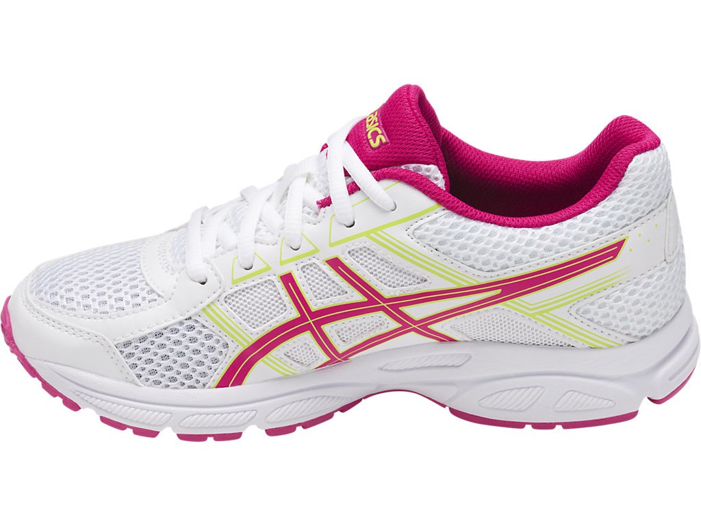 Asics Gel-Contend 4 Running Shoes For Kids White/Pink/Green 563LTOUO