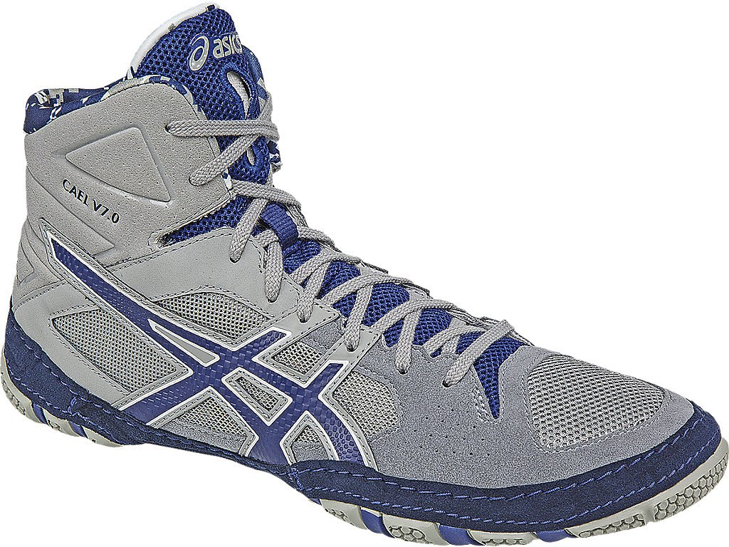 Asics Cael V7.0 Shoes For Men Light Grey/Blue/White 596SSYKK