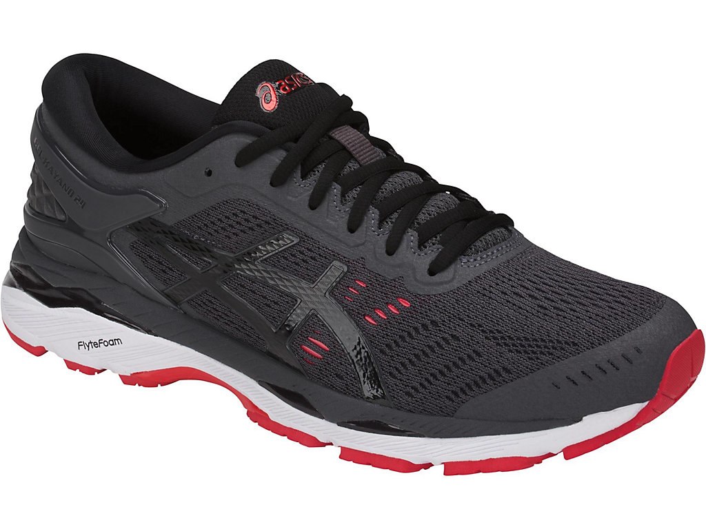 Asics Gel-Kayano 24 Running Shoes For Men Dark Grey/Black/Red 622JLSXO