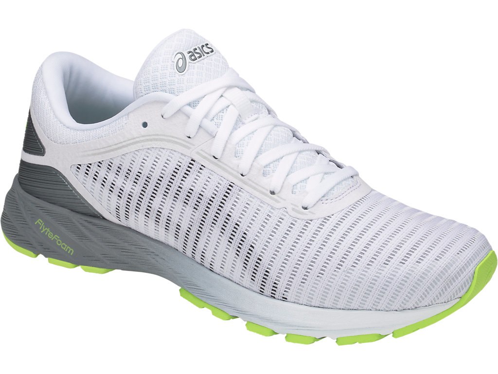 Asics Dynaflyte Running Shoes For Men White/Black/Grey 623ZOWNT