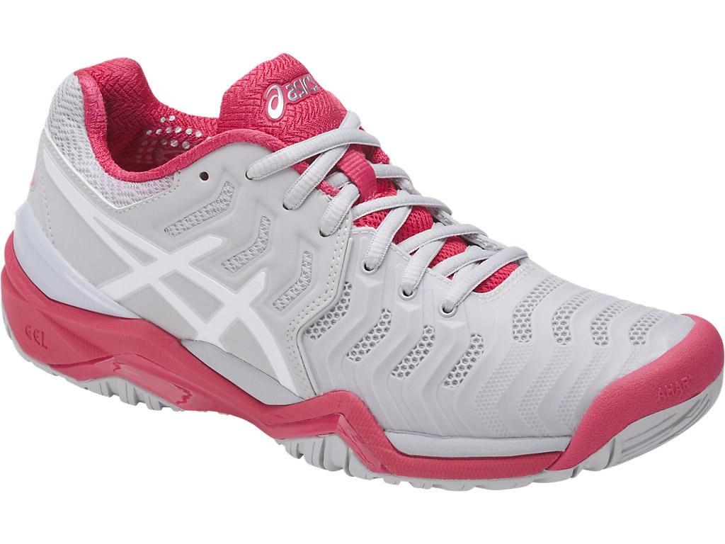 Asics Gel-Resolution 7 Tennis Shoes For Women Grey/White/Red 639JMJHK