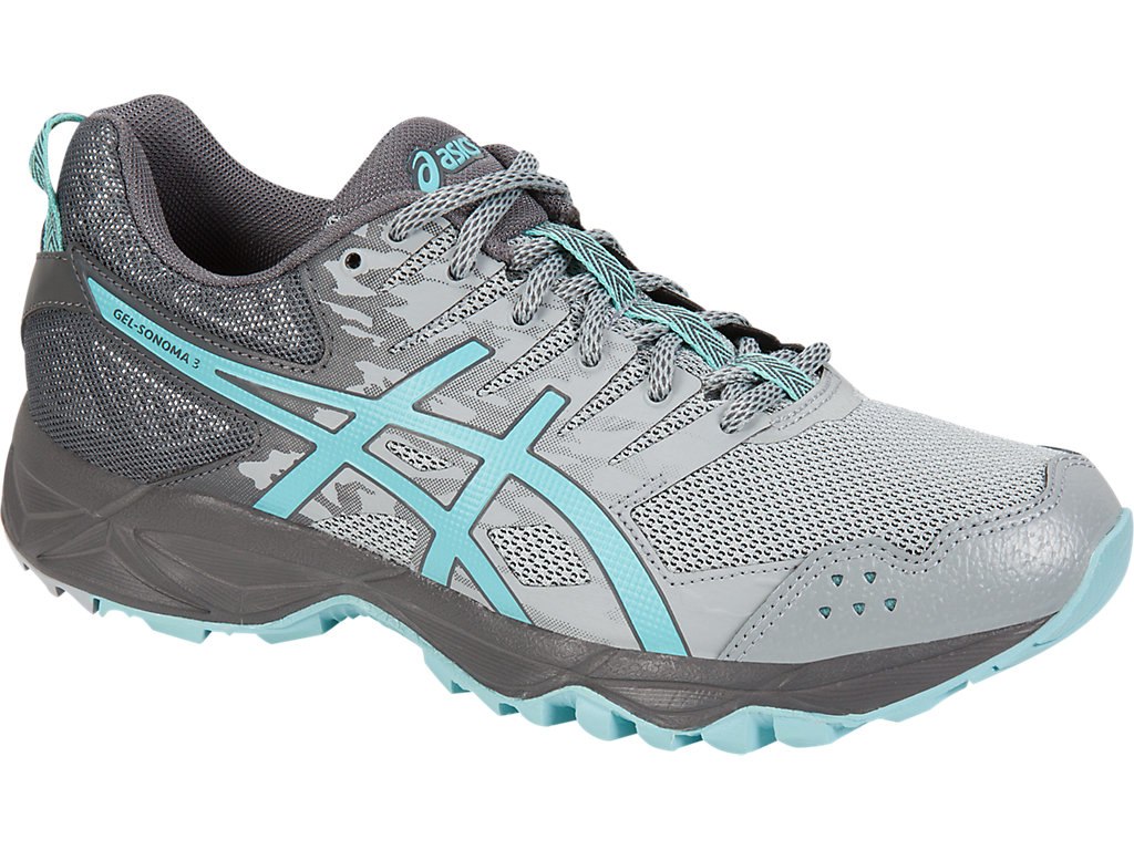 Asics Gel-Sonoma 3 Running Shoes For Women Grey/Light Turquoise Grey/Dark Grey 668SQBYY