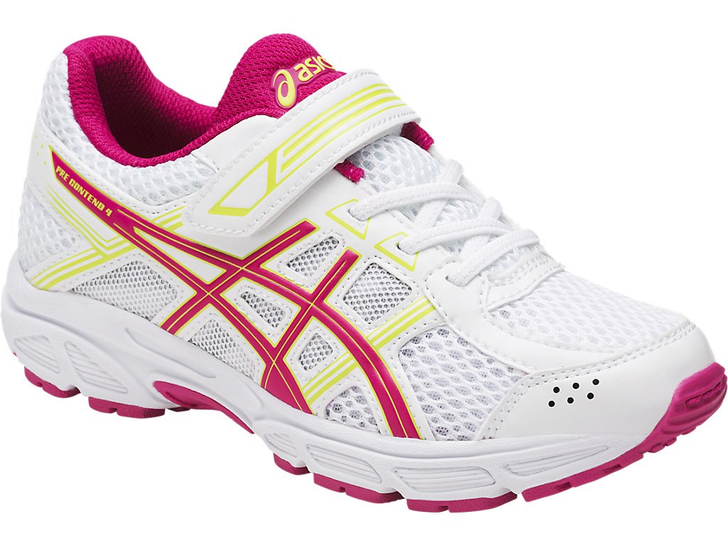 Asics Pre-Contend 4 Ps Running Shoes For Kids White/Pink/Green 692HIZJF