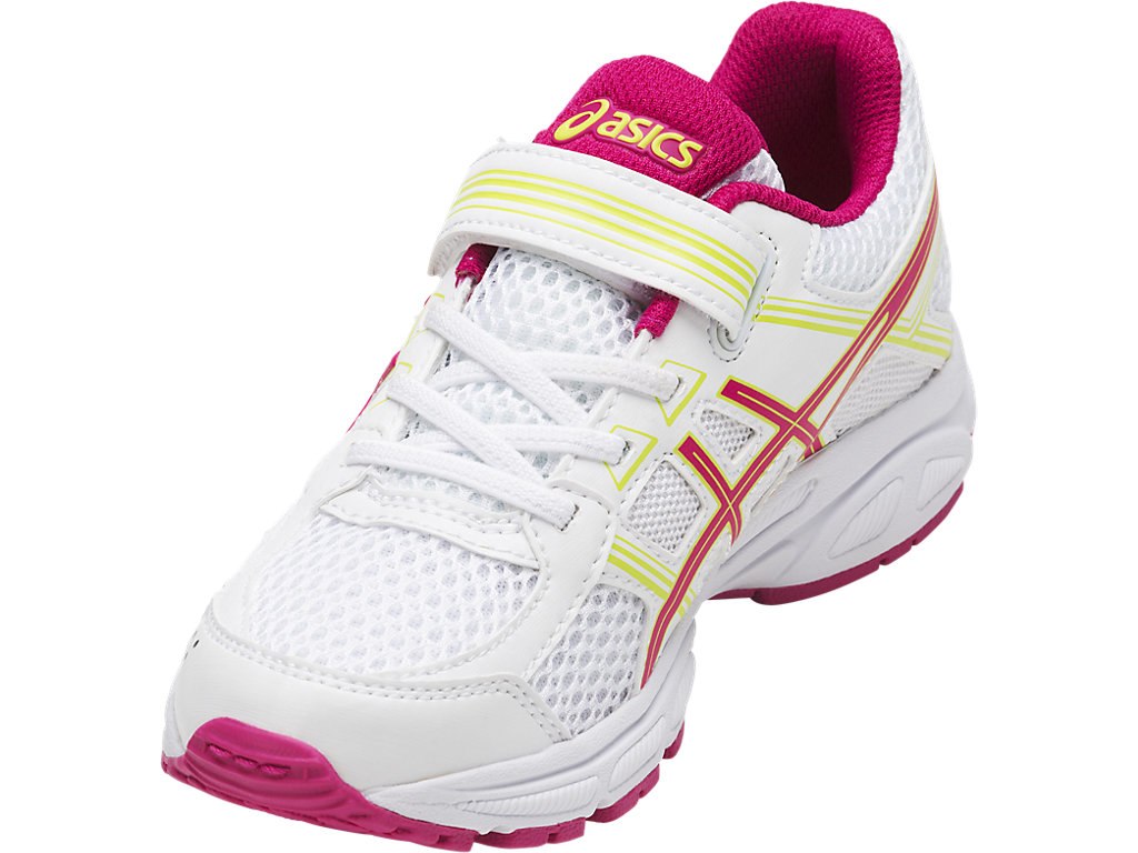 Asics Pre-Contend 4 Ps Running Shoes For Kids White/Pink/Green 692HIZJF