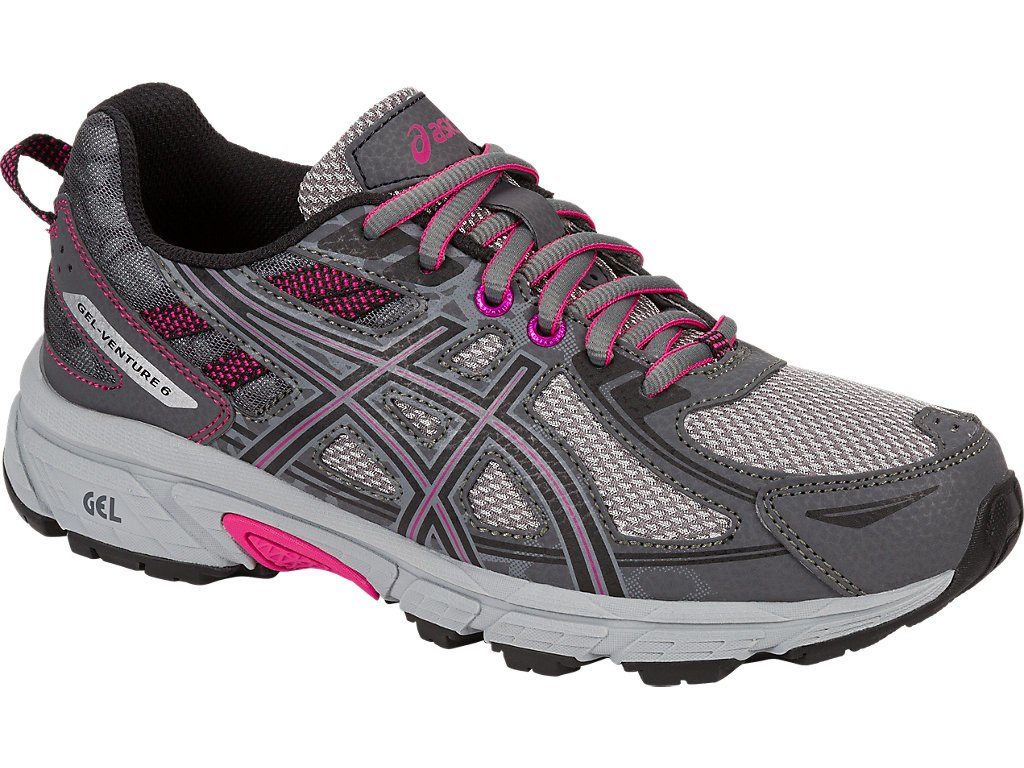 Asics Gel-Venture 6 Running Shoes For Women Dark Grey/Black/Pink Peacock 695AHVDZ