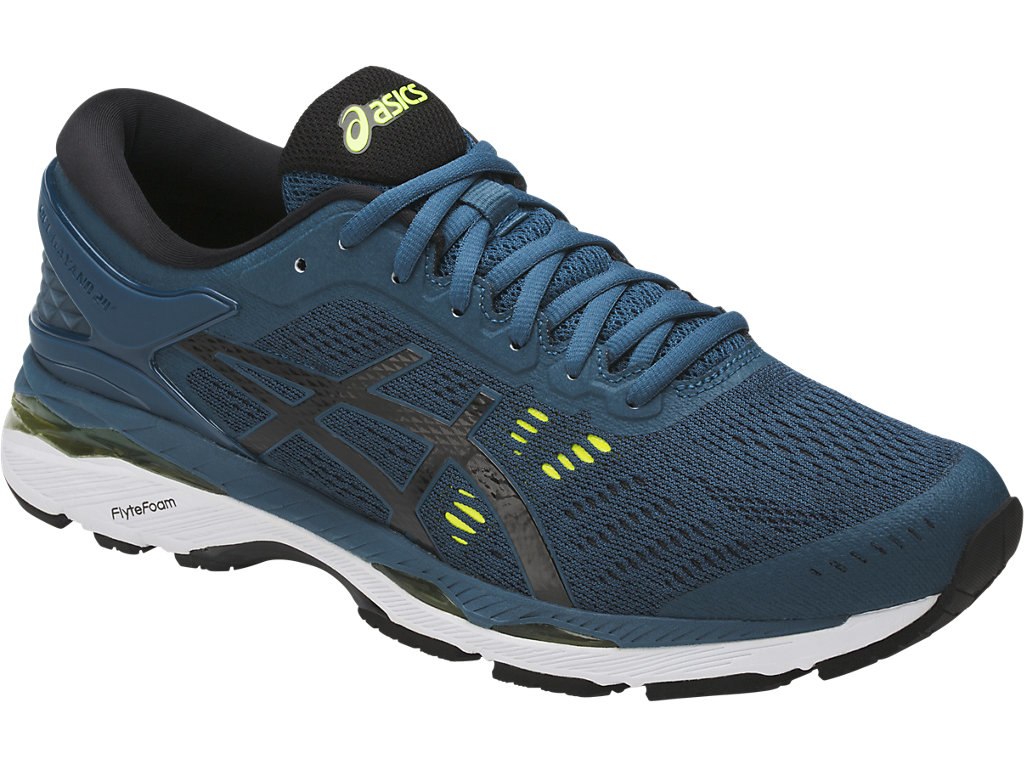 Asics Gel-Kayano 24 Running Shoes For Men Blue/Black/Yellow 705ERUVR