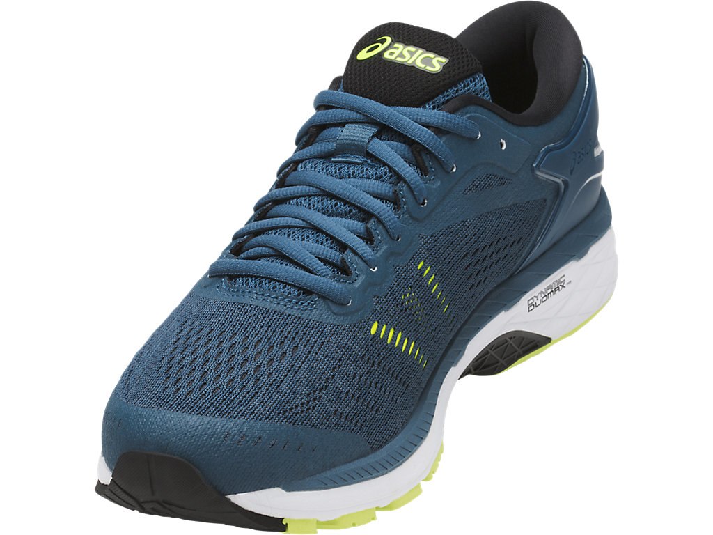 Asics Gel-Kayano 24 Running Shoes For Men Blue/Black/Yellow 705ERUVR