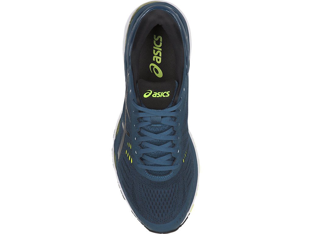 Asics Gel-Kayano 24 Running Shoes For Men Blue/Black/Yellow 705ERUVR