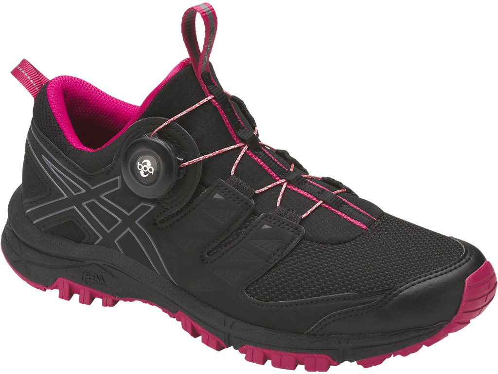 Asics Gel-Fujirado Running Shoes For Women Black/Dark Grey/Pink 714UNGOF