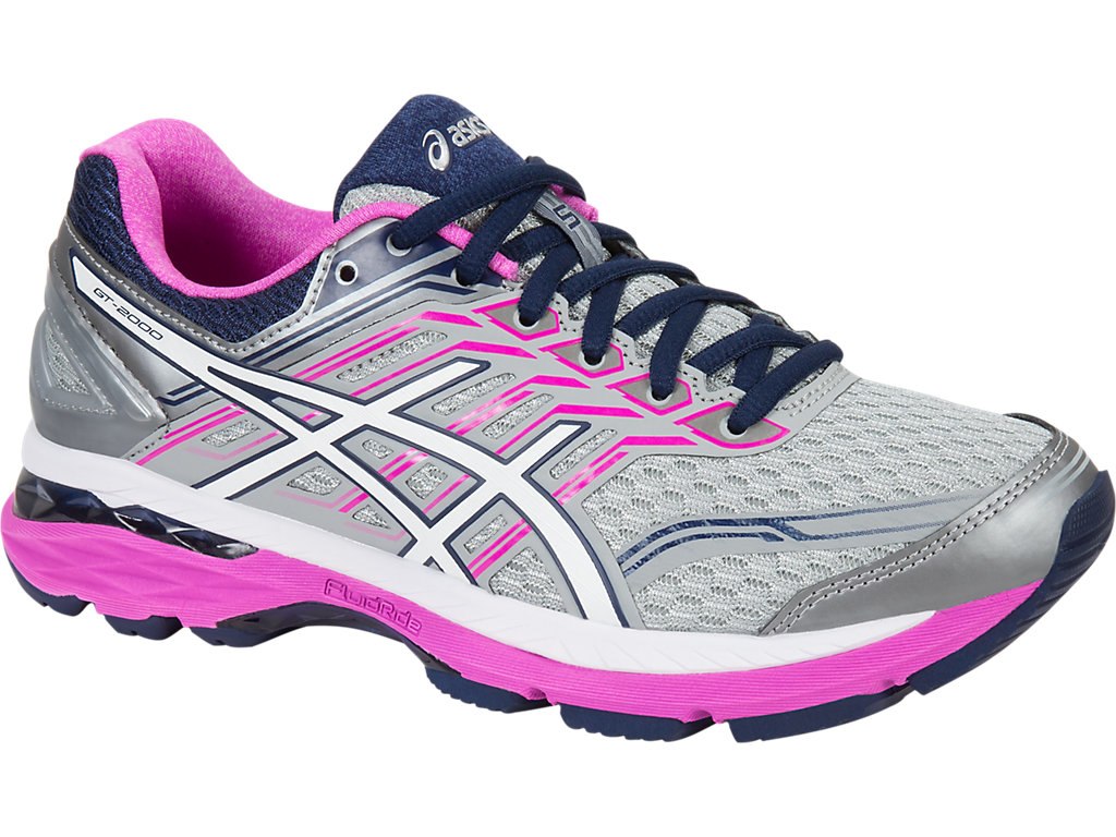 Asics Gt-2000 5 Running Shoes For Women Grey/White/Pink 732KCCJO