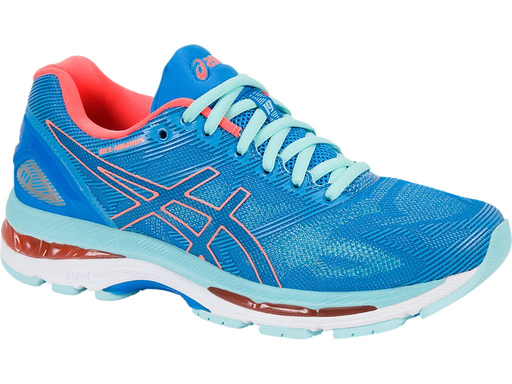 Asics Gel-Nimbus 19 Running Shoes For Women Blue/Coral/Light Turquoise Grey 755UTQWX