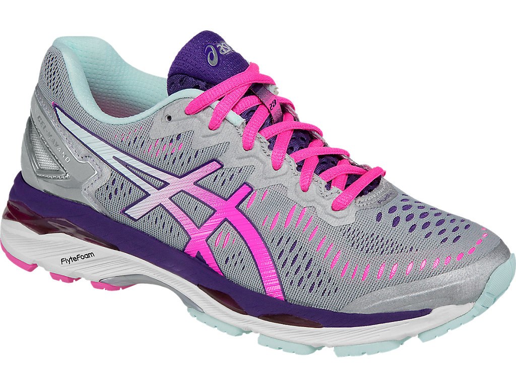 Asics Gel-Kayano 23 Running Shoes For Women Silver/Pink/Purple 773ZVXIN
