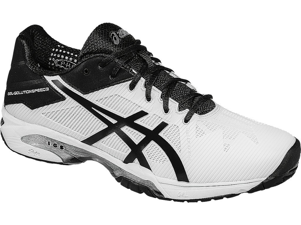 Asics Gel-Solution Speed 3 Tennis Shoes For Men White/Black/Silver 787XDASA