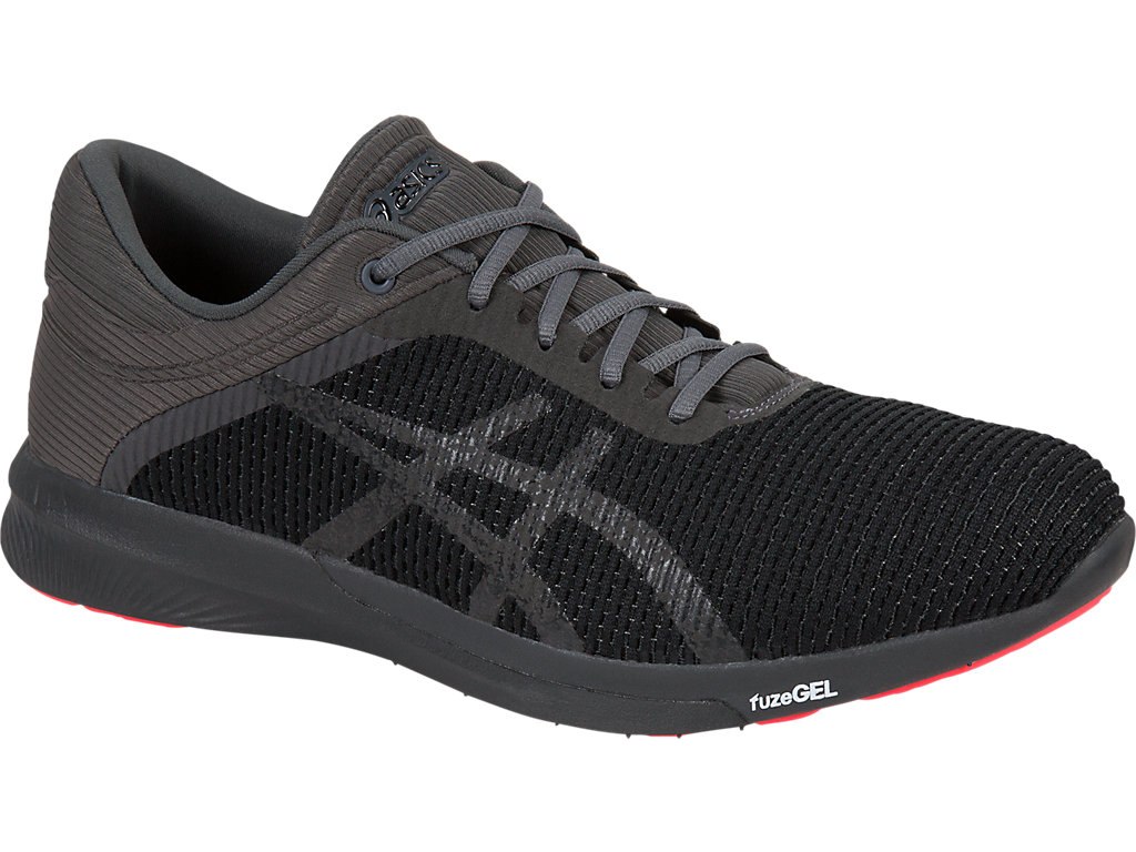 Asics Fuzex Rush Running Shoes For Men Black/Dark Grey/Coral 817WXBSR