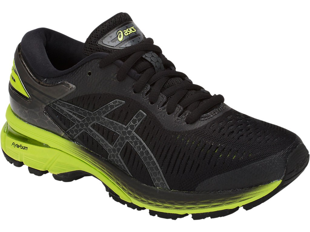 Asics Gel-Kayano 25 Running Shoes For Kids Black/Light Green 843OMDBS