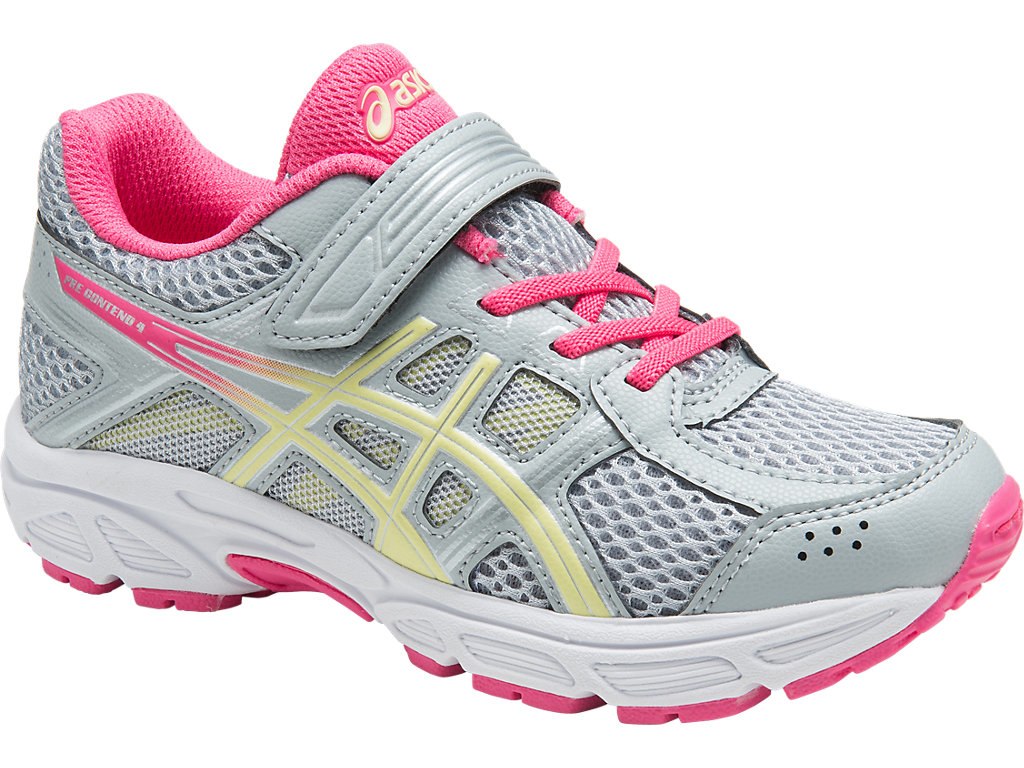 Asics Pre-Contend 4 Ps Running Shoes For Kids Grey/Light Green/Pink 847QDBSV