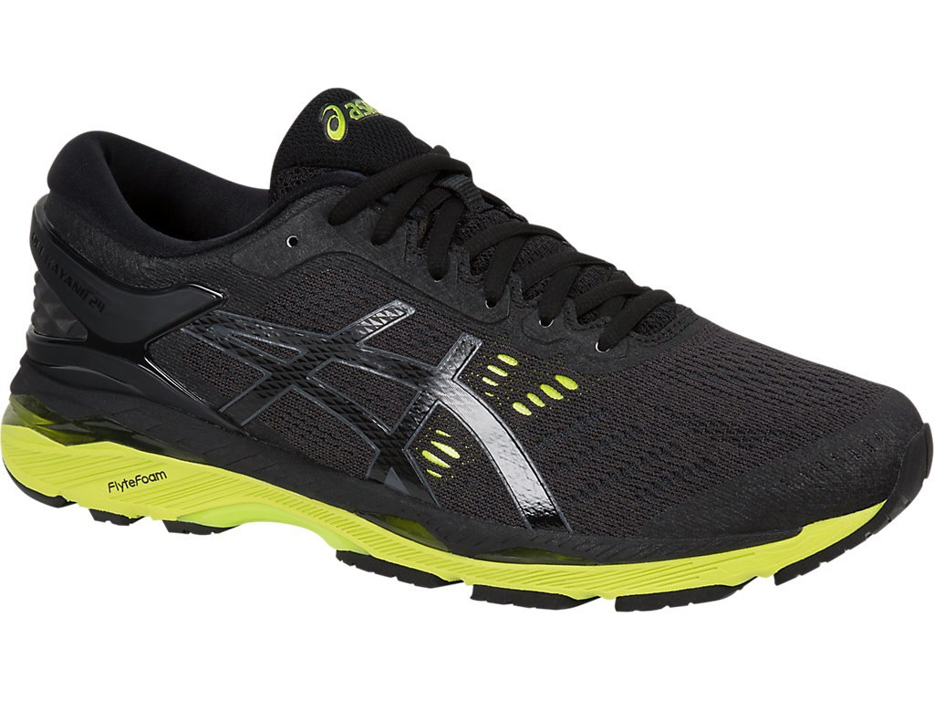 Asics Gel-Kayano 24 Running Shoes For Men Black/Green 851EBVGY