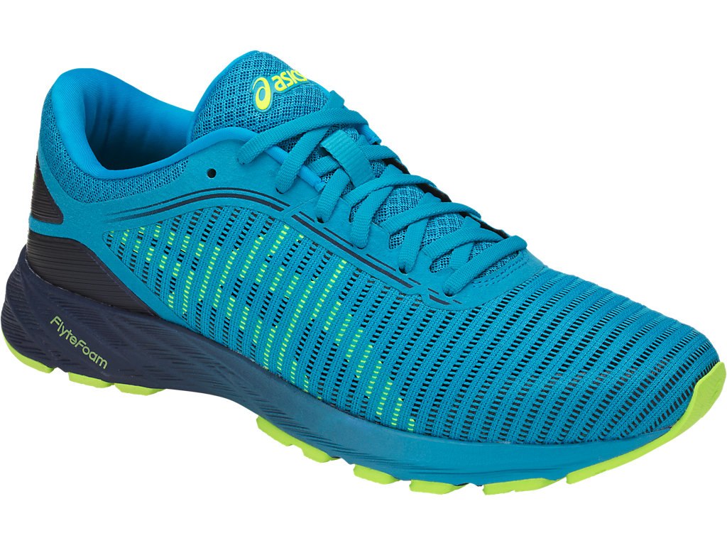 Asics Dynaflyte Running Shoes For Men Blue/Yellow/Indigo 852GHXYT