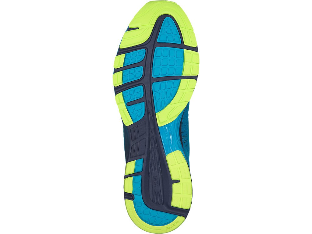 Asics Dynaflyte Running Shoes For Men Blue/Yellow/Indigo 852GHXYT