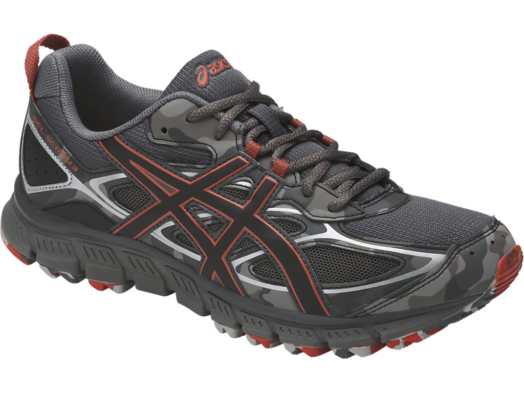 Asics Gel-Scram Running Shoes For Men Dark Grey/Black/Red 885WYYJE