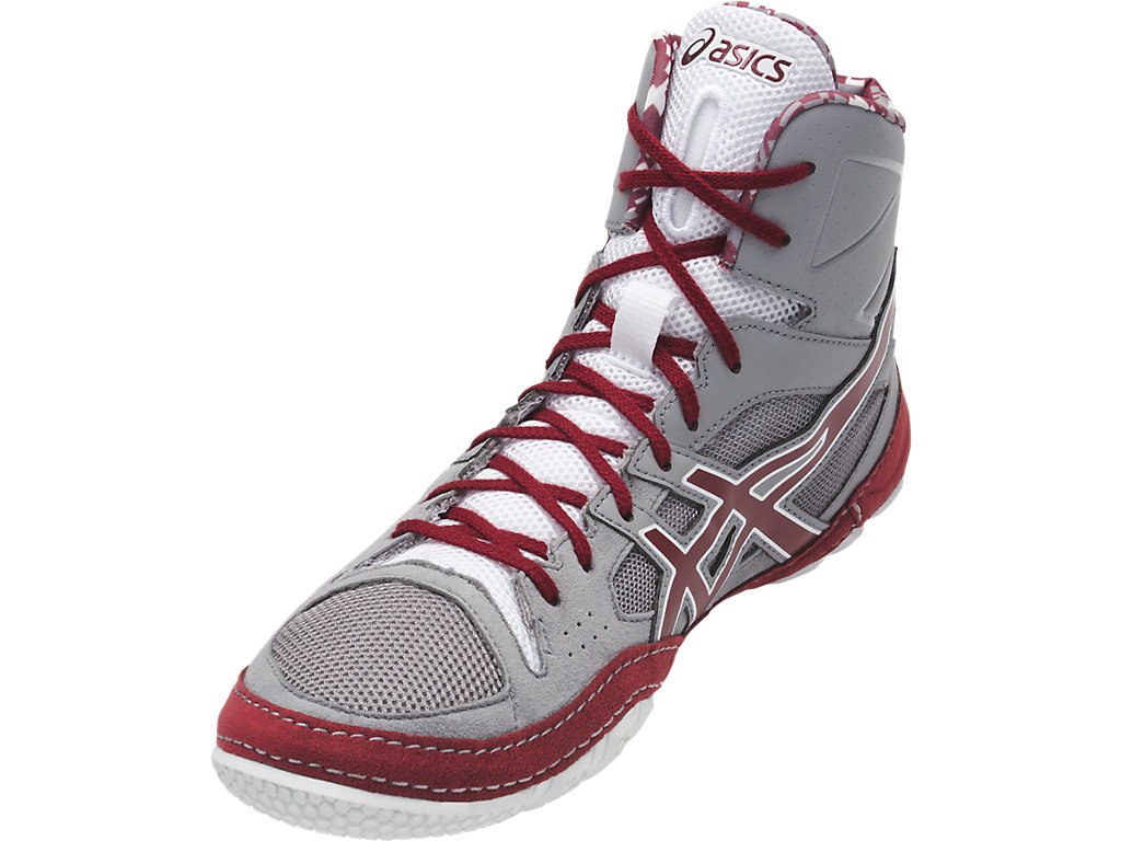 Asics Cael V7.0 Shoes For Men Grey/Burgundy/White 890JNLDU