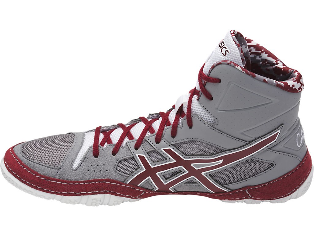 Asics Cael V7.0 Shoes For Men Grey/Burgundy/White 890JNLDU
