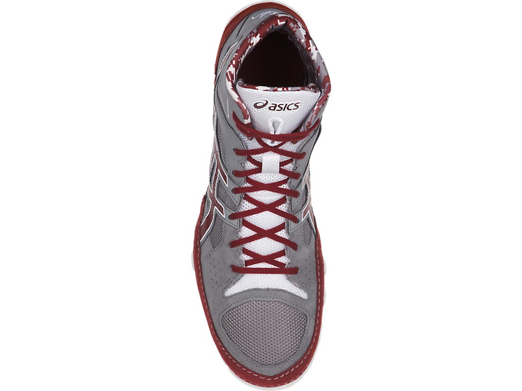 Asics Cael V7.0 Shoes For Men Grey/Burgundy/White 890JNLDU