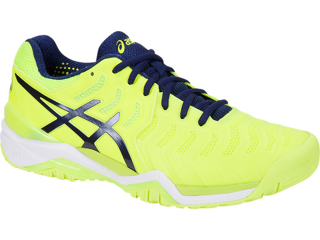 Asics Gel-Resolution 7 Tennis Shoes For Men Yellow/Indigo Blue/White 913HQGZZ