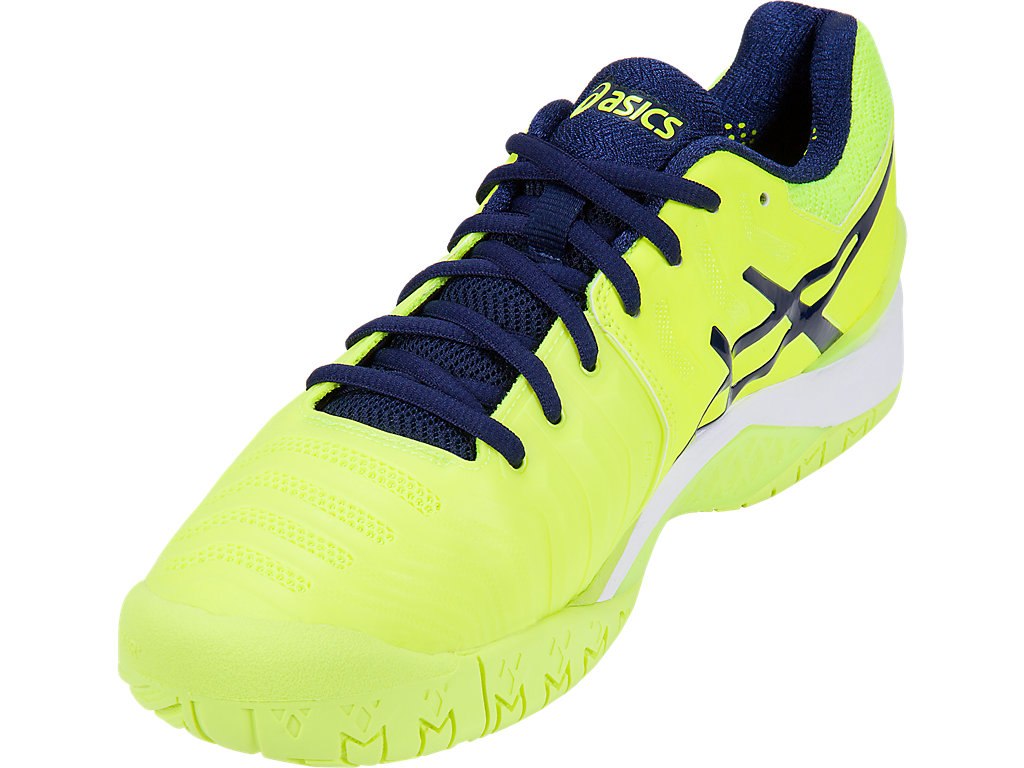 Asics Gel-Resolution 7 Tennis Shoes For Men Yellow/Indigo Blue/White 913HQGZZ