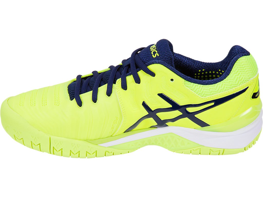 Asics Gel-Resolution 7 Tennis Shoes For Men Yellow/Indigo Blue/White 913HQGZZ