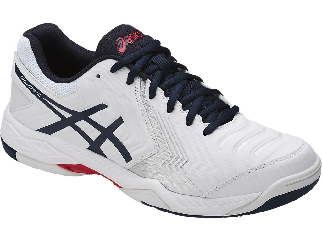 Asics Gel-Game 6 Tennis Shoes For Men White/Blue/Silver 925BZSYF